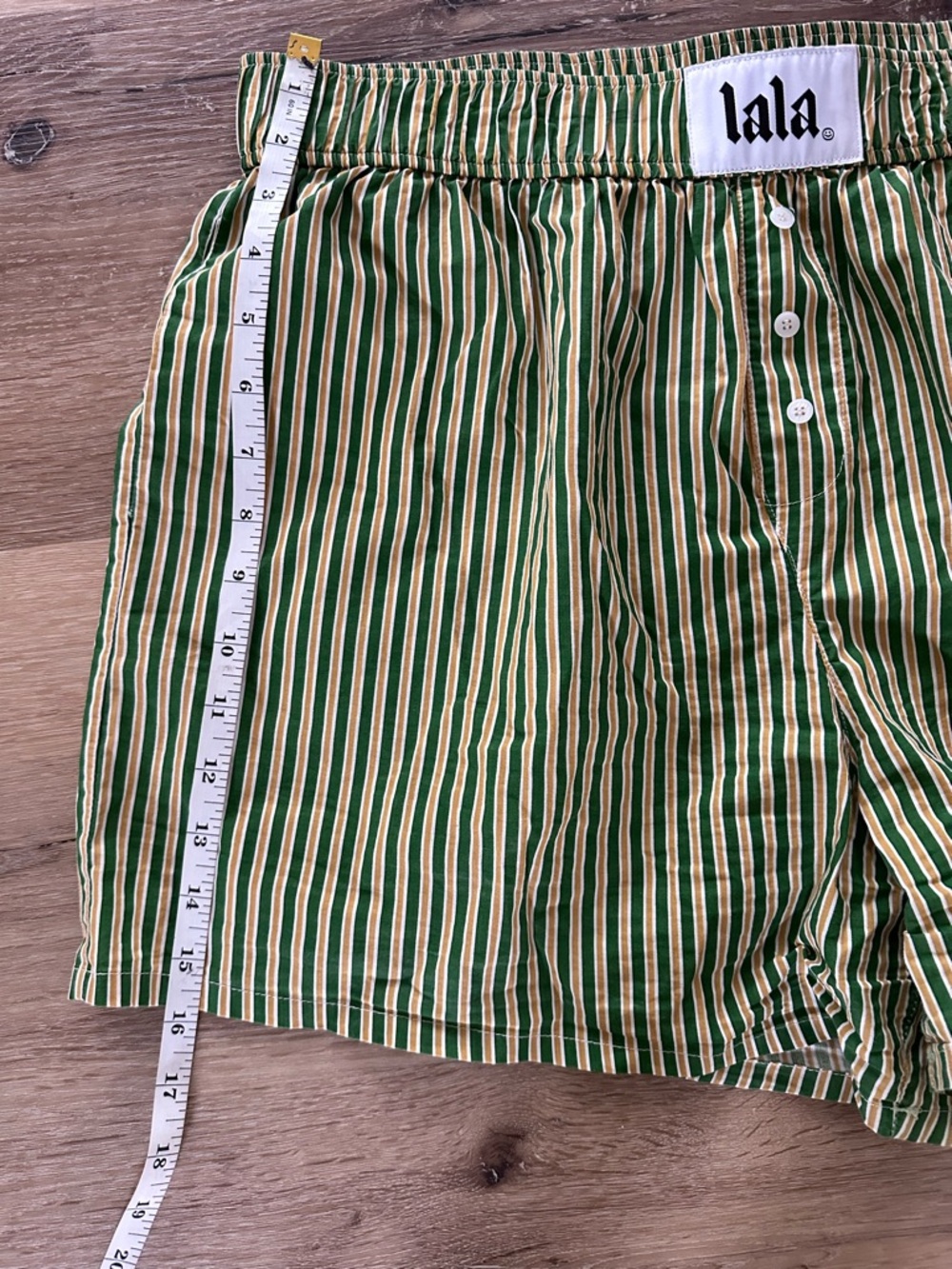 Dressed in LALA Green and Cream Striped High-Waist Shorts - Picture 6 of 6